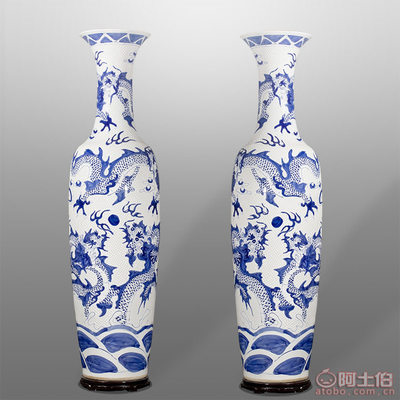 【天高瓷行厂家批发景德镇陶瓷器陶瓷工艺品花瓶落地大花瓶青花雕龙精美装饰TGCH-32】景德镇市天高瓷行 - 产品库