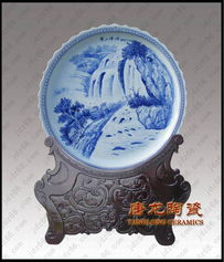 手绘青花大瓷盘,酒店大堂摆设大瓷盘,青花山水大瓷盘,陶瓷大瓷盘, 陶瓷工艺品大瓷盘,陶瓷装饰品大瓷盘配套图片