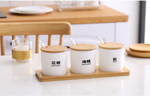 家用陶瓷调味罐套装厨房用品调料盒盐罐辣椒罐调料罐三件套调味盒